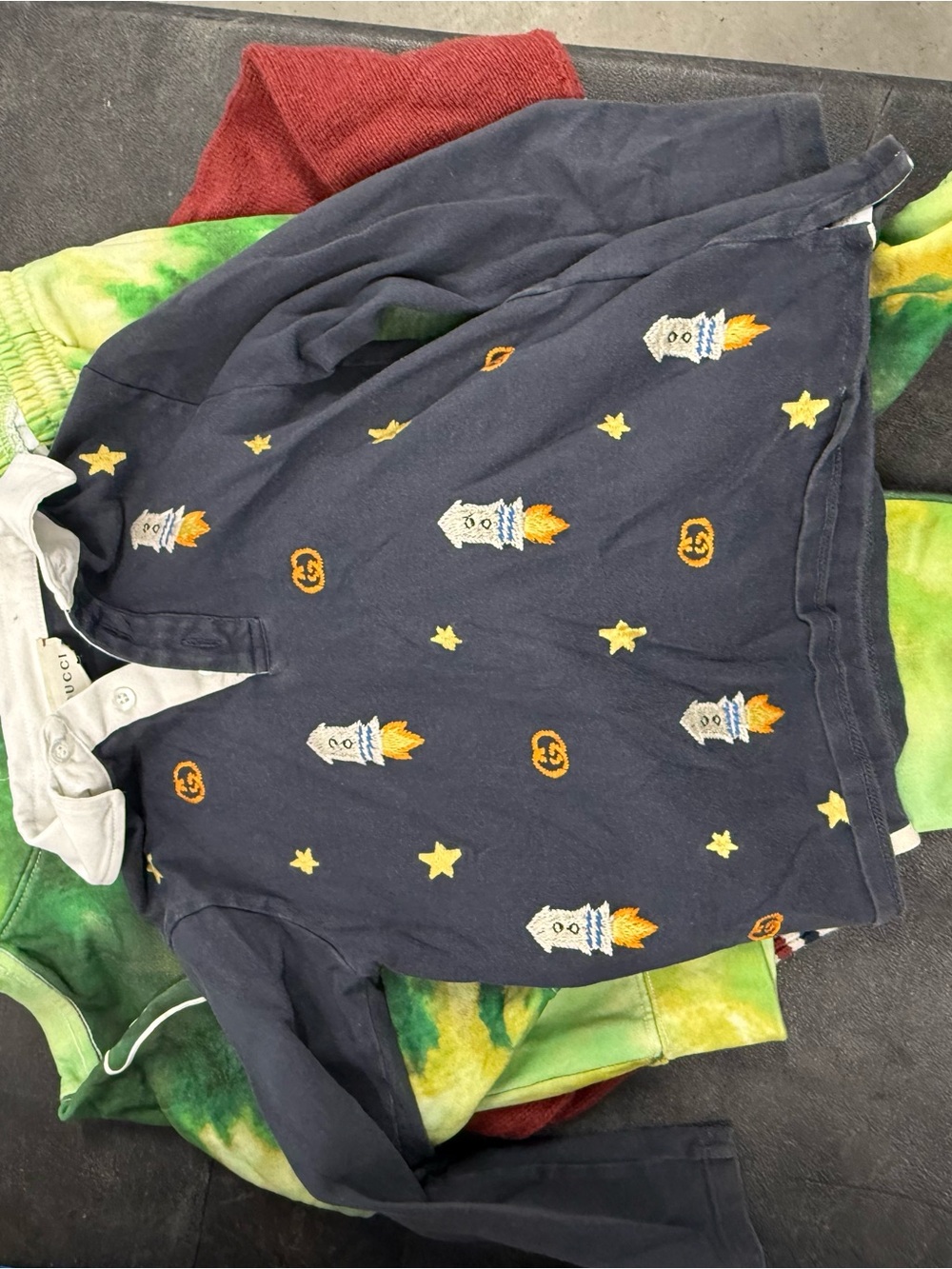 Long sleeve gray Gucci polo shirt